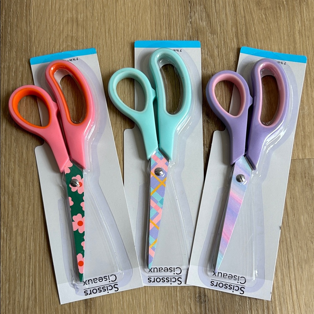 Decorative Pastel Patterned Scissors - Pink, Teal & Lavender